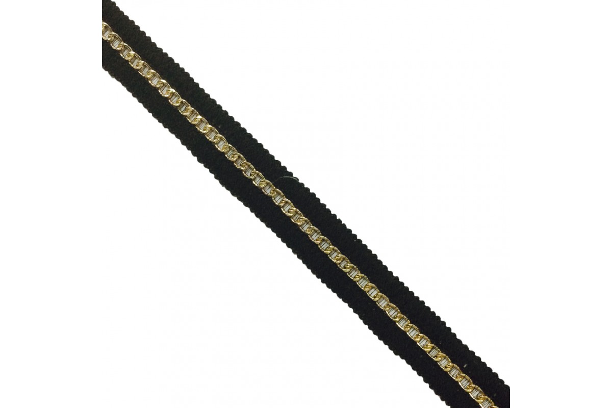 Тесьма пришивная с цепочкой шир.2,2 см (22 мм). арт.8965 цв.черный уп.9,14 м.