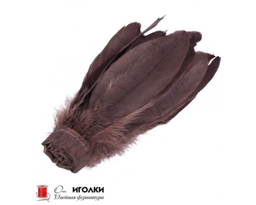 Перьевая лента из перьев петуха шир.18 см арт.6781 цв.коричневый уп.4,5 м